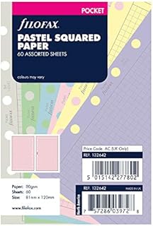 Filofax B132642 Organizer Refill, Pocket Size, Pastel Colors, Squared Paper
