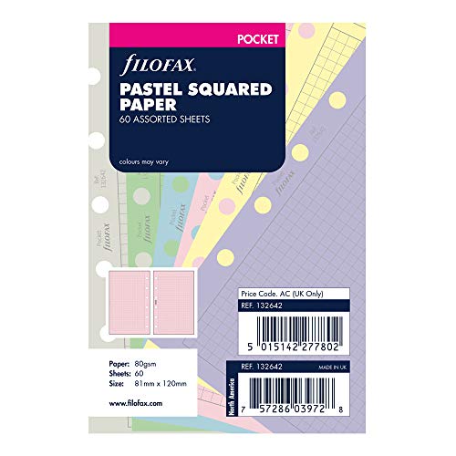 Filofax B132642 Organizer Refill, Pocket Size, Pastel colors, Squared Paper