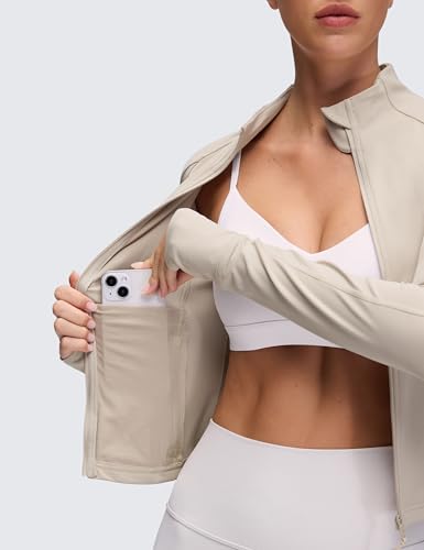 Image of CRZ YOGA Butterluxe Jackets Waist Length | Extremely Soft, Athletic, Slim Fit, Full Zip, Side Pockets, Thumb Holes, for Women