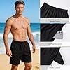 SCCGKP Men's Swim Shorts Quick Dry Summer Beach Swimming Trunks with Zip Pockets (XXL, Black) #3
