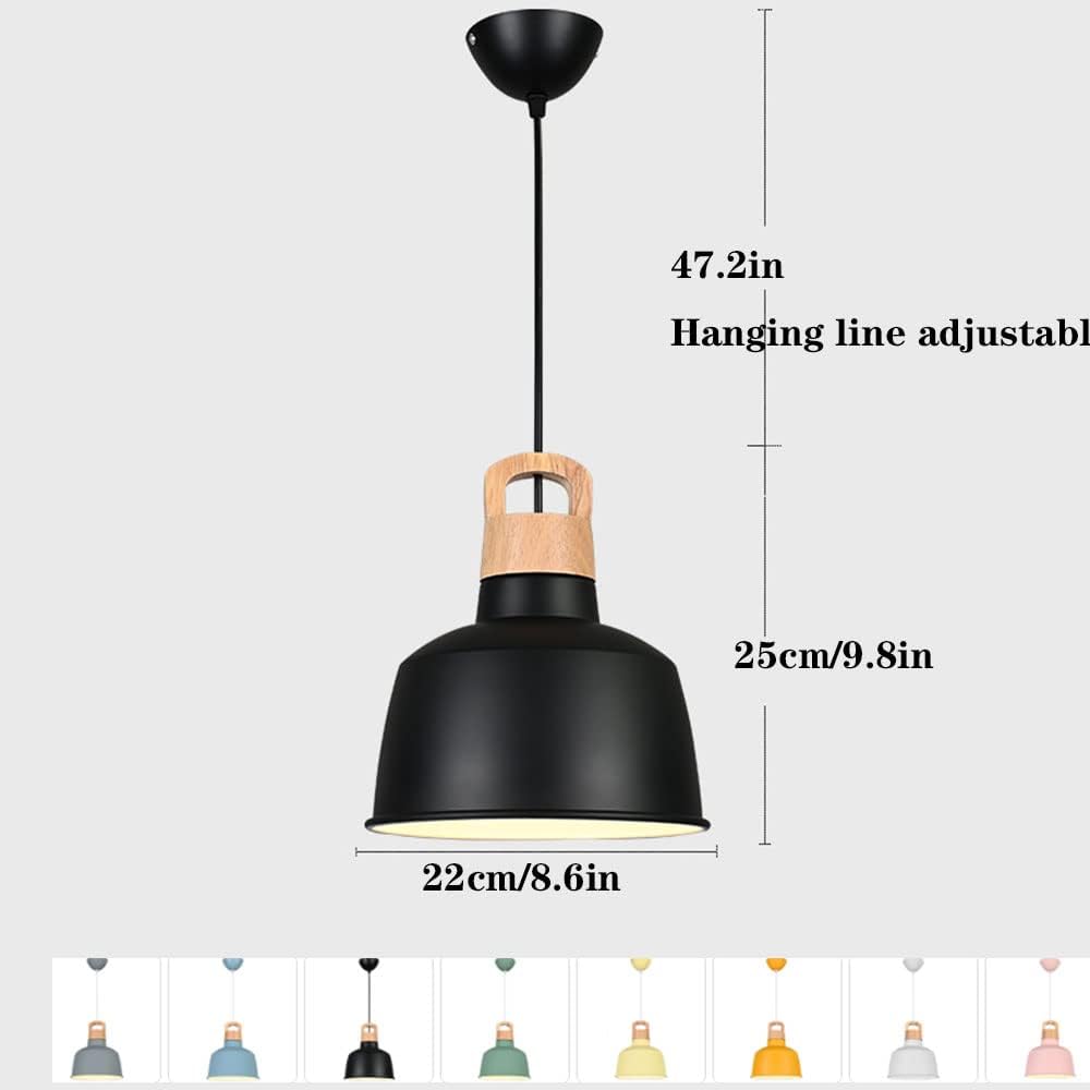 Elegancka lampa wisząca z drewnianym abażurem, nowoczesny żyrandol przewodowy do wnętrz, minimalistyczna lampa wisząca w kolorze makaronu, przemysłowe oprawy sufitowe na wyspę kuchenną, sypialnię