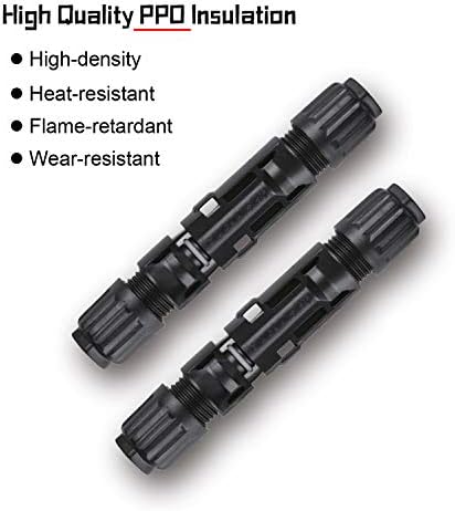 Witproton 2.5mm2-6mm2 Connector IP68 1500V Tinned Copper Sheet Terminal Black 5 Pairs (2.5mm2-6mm2(14 AWG-10 AWG))