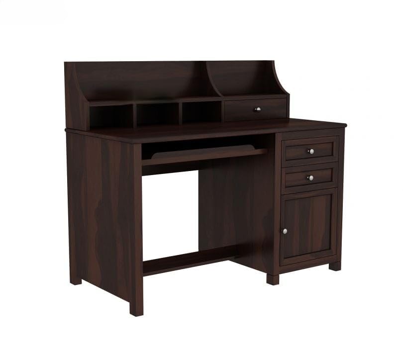 Image of Sheesham Wood Study Table & Computer Desk for Students and Adults with Storage | Wooden Writing Table for Home & Office | Walnut Finish | 61x119.4x106.7 cm | 1 Year Warranty