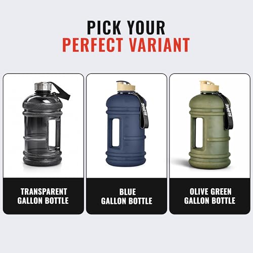 Image of SLOVIC Gallon Water Bottle 2 + Litre | Gym Motivational Sipper Water Bottle for Adults | 100% BPA Free & Leakproof | 2 Litre Sipper for Men & Women with Ergonomic Handle | Transparent | 2200 ML