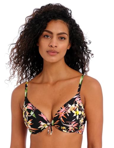Savanna Sunset Plunge Tie Bikini Top Multicoloured Black 34D