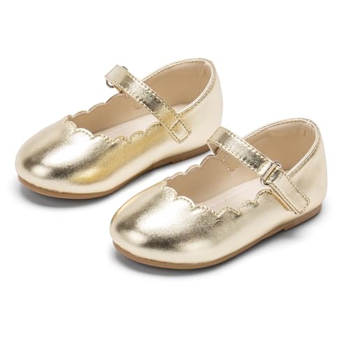 Image of PHIRAMIN Toddler Flower Girl Glitter Dress Shoes Little Girl Ballet Flats Bow Wedding Party