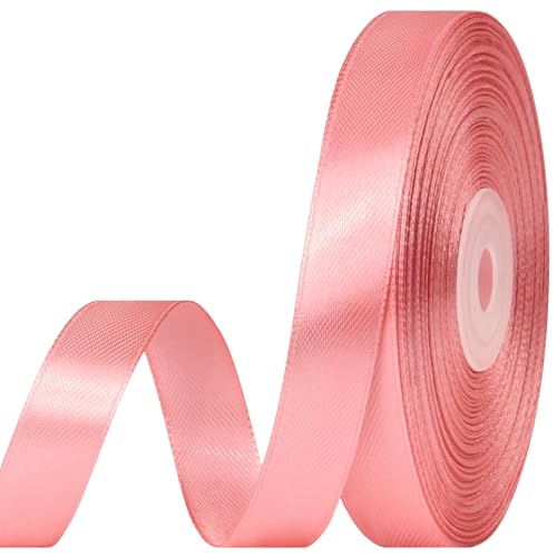CLUEWR Rose Gold Satin Ribbon 1/2 Inch 50 Yards