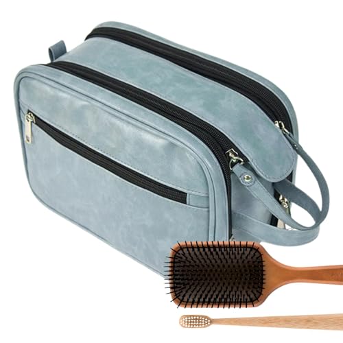 Kits de baño para hombres - Kits de higiene para hombres, estuches de viaje Bolsa de afeitado de PU | Organizador de inodoro, bolsa de cosméticos para hombres, bolsa de viaje de baño grande