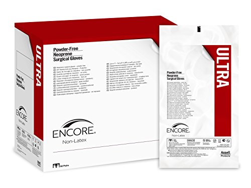 Encore Ultra, Guante Quirúrgico de Neopreno Estéril sin Empolvar, Tamaño 8, Dispensador de 50 Pares, Crema