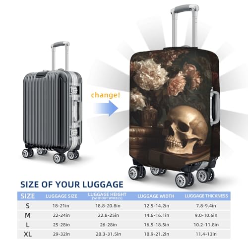 Skull And Old Books Flowers Elastic Travel Luggage Covers Dustproof Scratch-Resistant Suitcase Protector Fit 22-24 Inch4