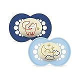 MAM Original Night Schnuller | 6-16 Monate | leuchtende Babyschnuller | 94% Akzeptanz | stillfreundlich | von Hebammen empfohlen | SkinSoft Silikon | Fuchs/Mond | 2 Stück