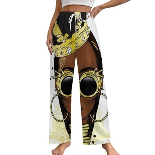 Pantalon de pyjama femme imprimé africain avec poches taille S