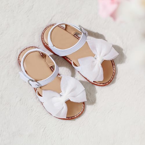 Image of Girls Dress Sandals Comfy Hook and Loop Summer Shoes for Toddlers(TA302 Toddler,White /6M)