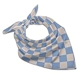 FZQVSGW Indianer-Seidenschal, Kopftuch für Damen, klein, quadratisch, leicht, Halstuch, Hellblau / Weiß, 45.72 cmx45.72 cm