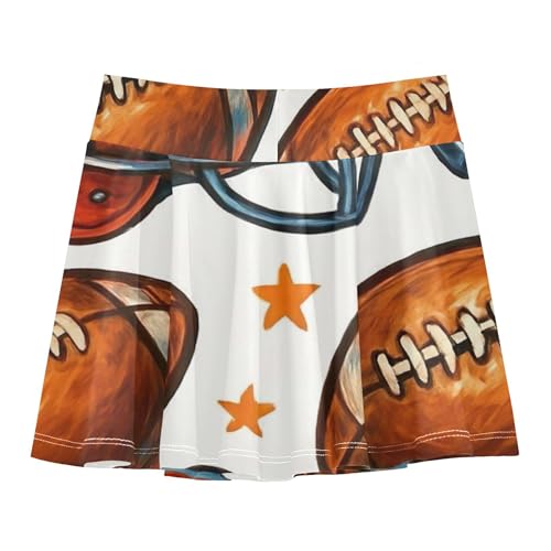 Vintage American Footballs White Tennis Skirts for Kids Rainbow Athletic Shorts Girls Skorts Teen Cheer 4t2