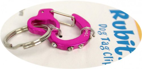 Rubit The Easy Dog Tag Rhinestone Curve Switch Clip, Small, 0.85-Inch Diameter, Pink