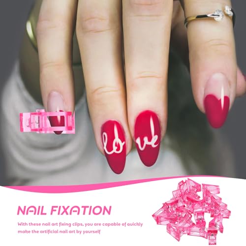 GANAZONO 20 clips para uñas rosa para manicura miniatura 4