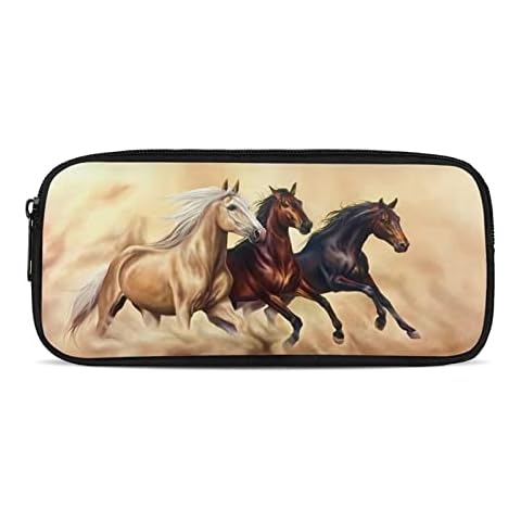 HUIACONG Horse Large Pencil Cases Girls School Supplies Kids Pencil Bag Stationery Makeup Bag Coin Purse Storage Organizer Pouch Cover