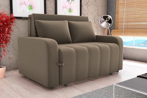 Sofa Cama Amora New 3 Lugares Suede Veludo Aconchegante (Capuccino)