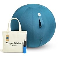 Backerz Sitzball Büro Ergonomisch 65 cm, Ergonomische Sitzmöbel für Büro und Heimbüro, Langlebiger Stoff, Gymnastikball - Fitness-Ball, Ballstuhl mit Ballauflage - Waschbarer Leinenbezug - Darkteal