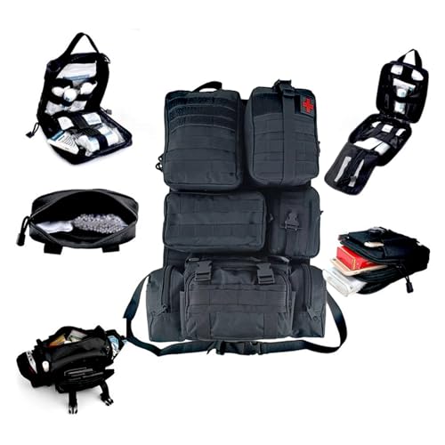 Tasofac Tactical Car Seat Organizer, with 5 Detachable Pockets, Durable Oxford & Nylon Back Seat Storage Bag, Multi-Purpose Travel Organiser for Cars SUVs Trucks