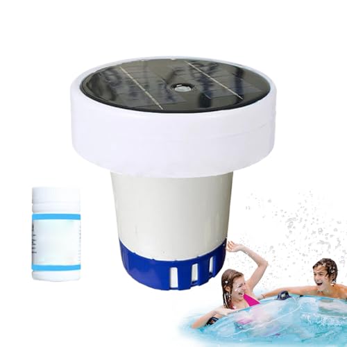 xowwyue Flootador para Pastillas de Piscina - Portapastillas de Cloro Solar - Dispensador Automático Ajustable para Piscinas y Spas