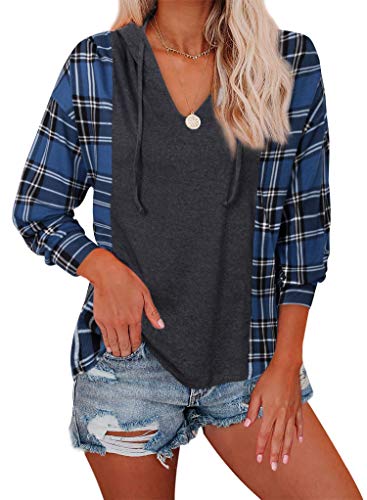 Women's Lightweight Hoodie Sweatshirts, Youtalia Juniors Long Sleeve Pullover Stylish Drop Shoulder Tops Form Fitting Tshirts Hoody Tops Grey Blue Large Women's Lightweight Hoodie Sweatshirts, Youtalia Juniors Long Sleeve Pullover Stylish Drop Shoulder Tops Form Fitting Tshirts Hoody Tops Grey Blue Large