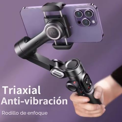 Estabilizador de cardán para iPhone, cardán de teléfono de 3 ejes, portátil y plegable, cardán para iPhone 16, 15 y Android, cardán para Youtube, Vlog, TikTok, color negro