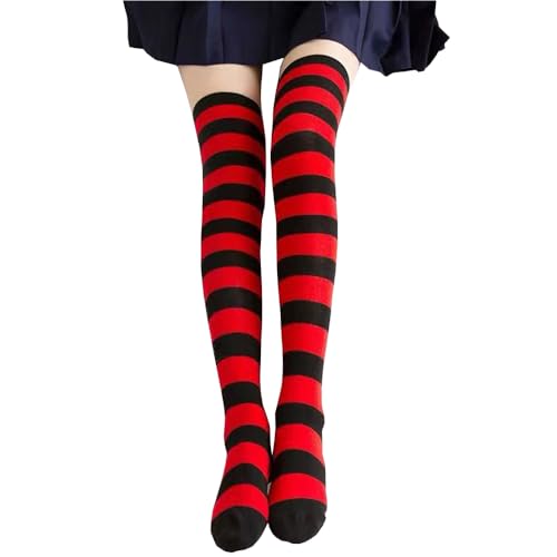Image of Cute Japanese Style Blue /Pink Striped Over Knee High Socks Thigh Long Knee Boot Stockings for Women Teen Girls