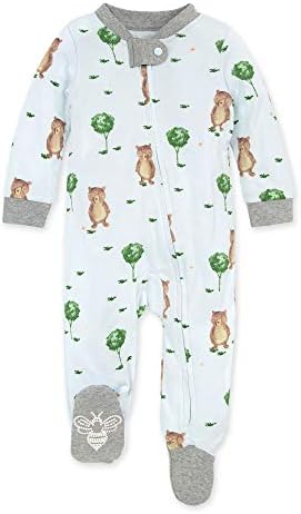 Burt's Bees Baby baby boys Play Pjs, 100% Organic Cotton One-piece Romper Jumpsuit Zip Front Pajamas and Toddler Sleepers, Storybook Bear, 6-9 Months US