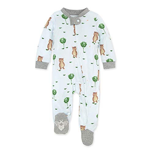 Image of Burt's Bees Baby Boys' Sleep and Play Pjs, 100% Organic Cotton One-piece Zip Front Romper Jumpsuit Pajamas