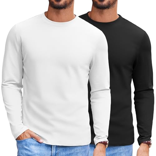 COOFANDY Mens Long Sleeve Tee Shirts Stretch Crew Neck Thermal Shirts Casual T Shirts for Men