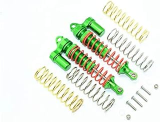 GPM for TRAXXAS-1/10 RUSTLER 4X4 VXL-67076-4 Aluminum Rear Adjustable L-Shape Piggy Back Shocks 102MM -14PC Set (Green)