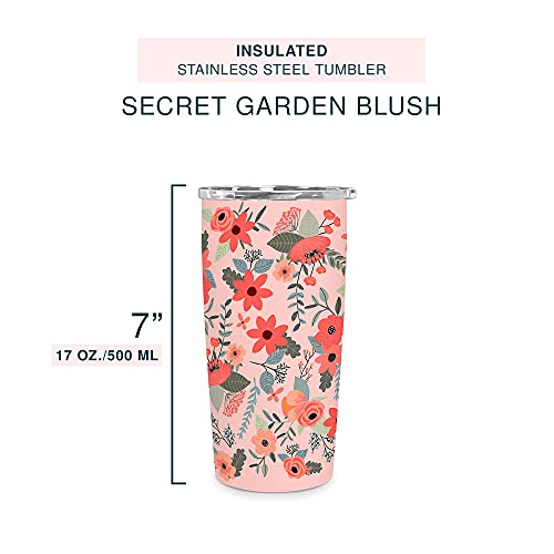 Studio Oh! Ocs Designs Insulated Stainless-Steel Tumbler- 17-Ounce Travel Cup - Secret Garden In Blush - Double-Walled With Special Vacuum Seal #TOP4