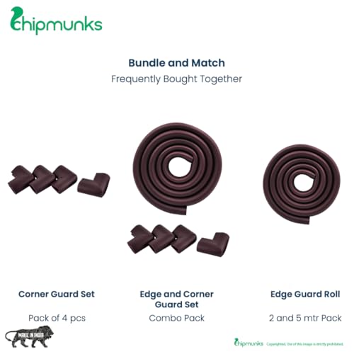 Image of Chipmunks Baby Proofing Edge Guard for Kids Safety, Minimal Wrinkle, Zero Damage to Furniture Upon Installation, Made in India Rubber Edge (2mts, U-Shape, Brown)