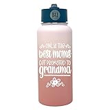 Grandma Tumbler Gifts - Grandmother Water Bottle Travel Cup for Women - Double Walled Vacuum Sealed Stainless Steel 32 oz Tumbler (Best Moms Promoted Rose Gold)