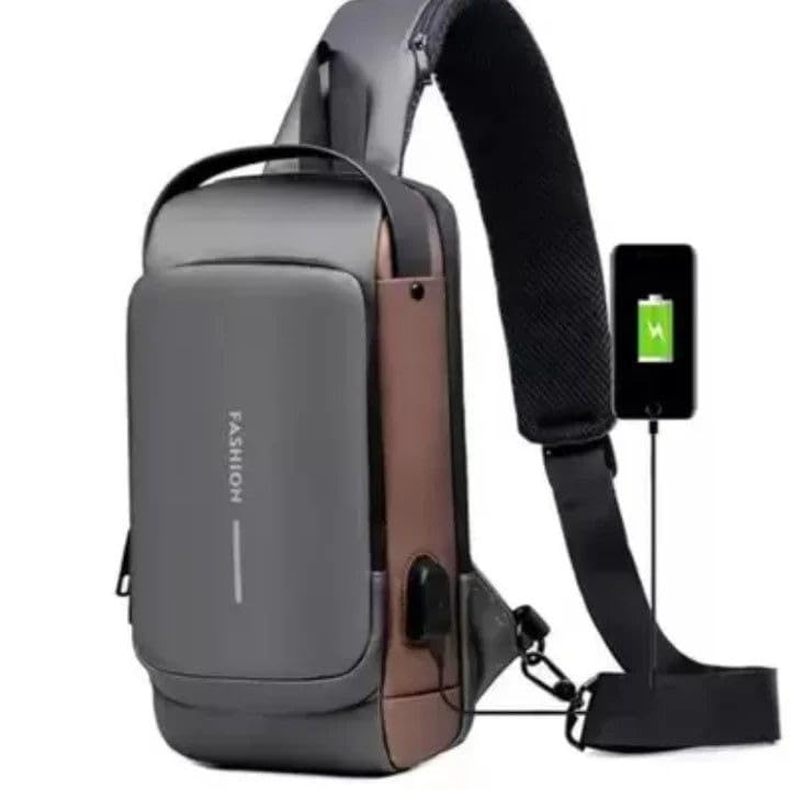 Image of MATCH MADE Anti-theft Waterproof Chest Sling Bag for Men with Password Lock & USB Charging - Travel Hiking Crossbody Daypack Backpack