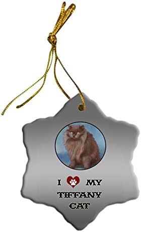 Doggie of the Day Tiffany Cat Christmas Snowflake Ceramic Ornament
