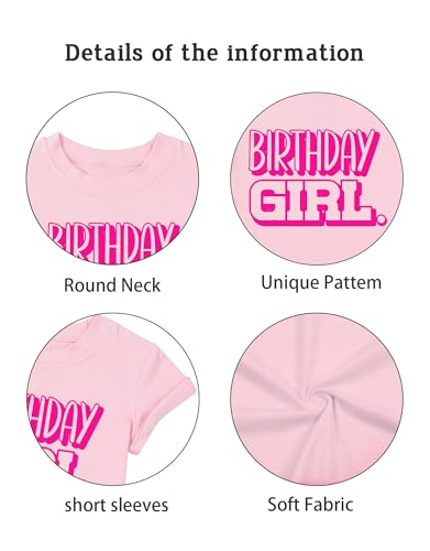 Image of YHHR Birthday Girl Shirt 5-12 Years Kids Birthday Party Shirts Letter Top