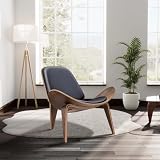 Mid Century Modern Shell Lounge Chair, PU Leather, Tripod Plywood Classic Design Solid Wood Accent Chairs for Living Room, Reading, Lounge, Office, Salon