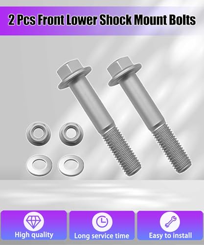 Image of 2 Pcs Front Lower Shock Mount Bolts Kit | Fits for Toyota Sequoia 2001-2007 Tacoma 1995-2004 Tundra 2000-2006, Suspension Shock Absorber Mount Hardware Set