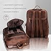 Corno d'Oro grand sac à dos business en cuir pour femmes et hommes avec de nombreux compartiments, pour ordinateur portable 17 pouces, vintage daypack, sac à dos de jour marron #3