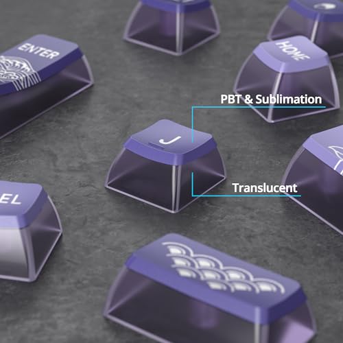 Image of Guffercty kred Pudding PBT Keycaps for 75 Percent Keyboard, 120-Keys Transparent Keycaps ASA Profile Custom Replacement Key Caps US Layout for 60 68 82 87 104 Mechanical Keyboard (Lotus Pond)