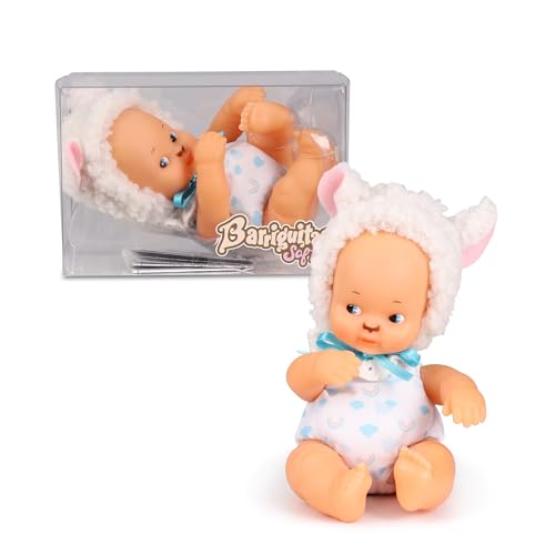 los Barriguitas - Soft Babies, Mini muñeca bebé Vestida como un Preciosa ovejita, Cuerpo blandito con Capucha de Quita y pon y decoración en la Carita, Niños de 2 años+, Famosa (BFG10301)