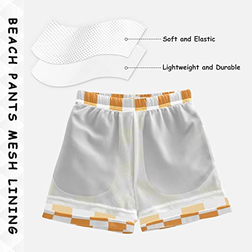 Orange White Squares Plaid Boys Swim Trunks Checkered Lattice Toddler Beach Board Shorts Baby Summer Bathing Suit L4