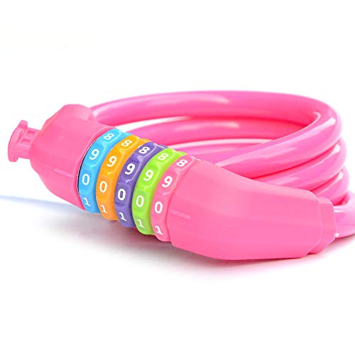 Zhege Bike Lock Cable With Mounting Bracket, 110Cm Resettable Combo Cable Lock For Bicycle Outdoors Pink #TOP3