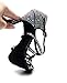 Goettin Dance Shoes with Color Diamond Fashion Latin Dance Shoes Silk Material high Heel 9cm (US8.5) Black