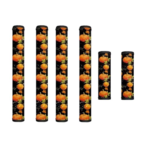 Image of 6 PCS Refrigerator Door Handle Covers Washable Kitchen Appliance Decor Handles Home Decorations Keep Off Fingerprints, Liquids, Dust, Pumpkin Maple Autumn Thanksgiving Decor Black