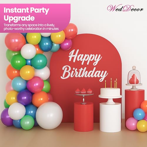 WedDecor 100pcs Latex Balloons 10" Large Assorted Bright Colours Air or Helium Use Colourful Party Balloons For Kids Birthday Party Anniversary Wedding Decoration Accessory (Multicolour) - Image 4