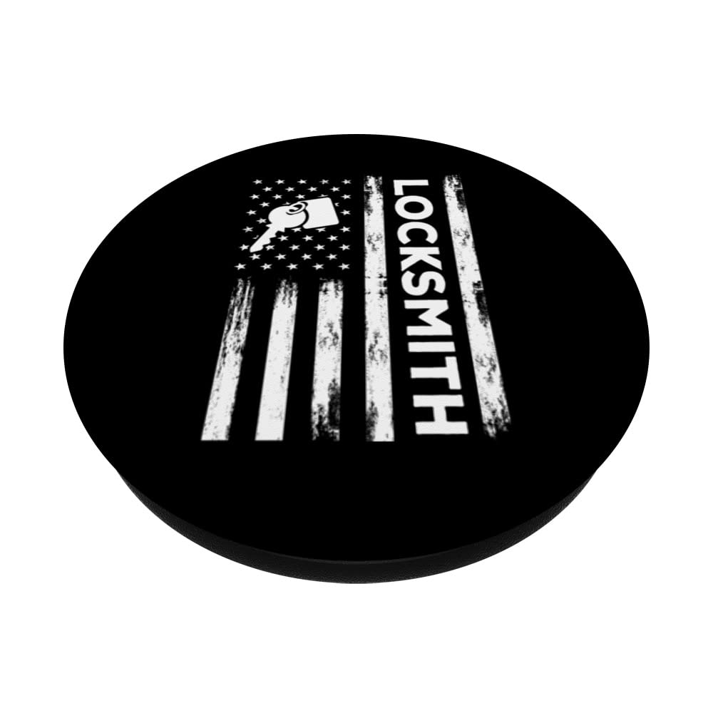 American Locksmith USA Flag Locksmithing PopSockets Swappable PopGrip, Black - Image 2